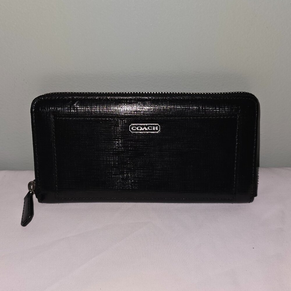 Coach Slim, Long Zip-Around Accordion Wallet in Black